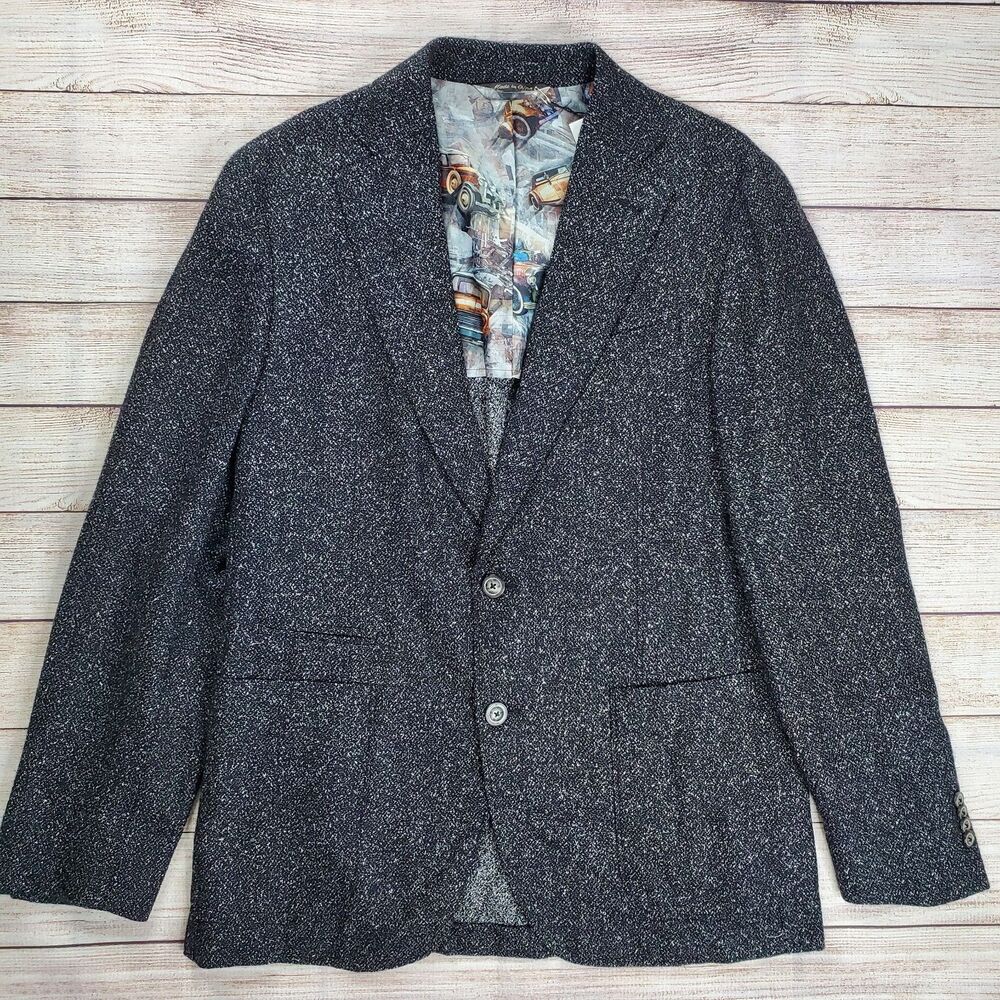 NWT Robert Graham Blazer Sport Coat Wool Blend Car Print Men's Size 40